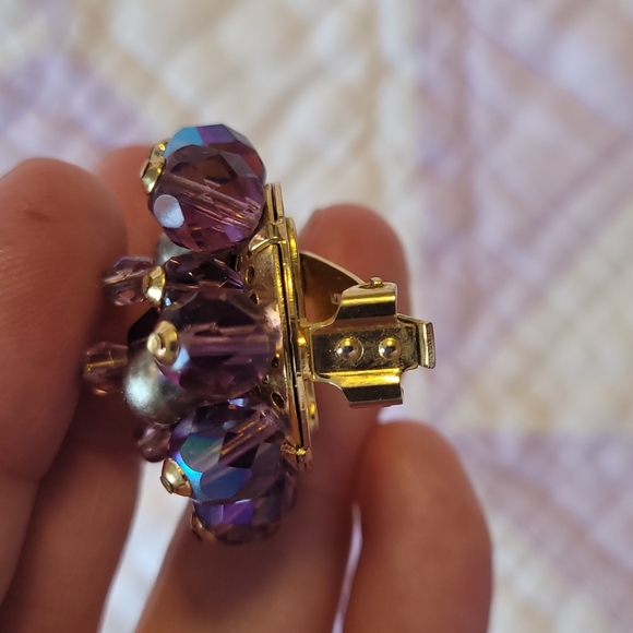 Chameleon vintage clip earrings glass beads wired - Picture 12 of 13